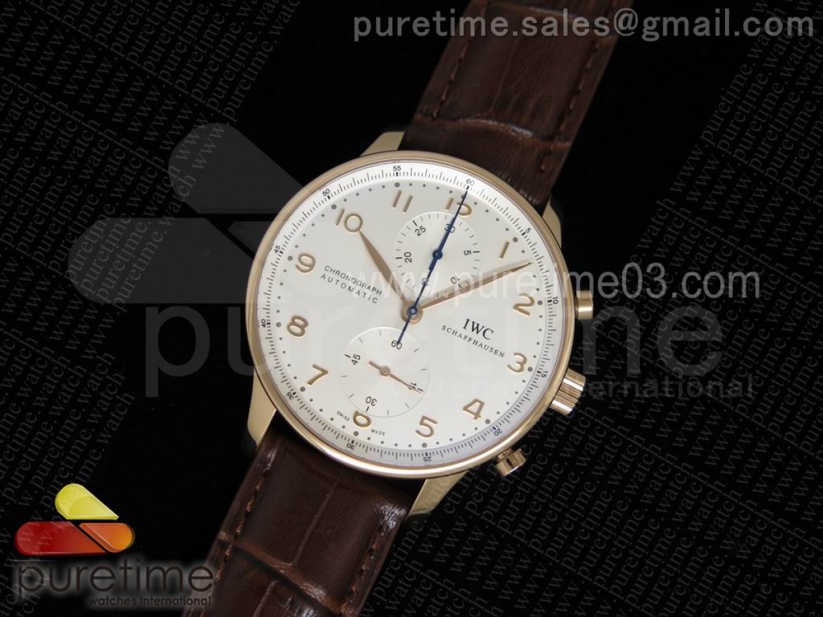 ZF공장 IWC 포르투기저 371480 크로노  / 가죽 Portuguese Chrono IW371480 ZF 1:1 Best Edition on Brown Leather Strap A7750 (Same Thickness as Genuine)