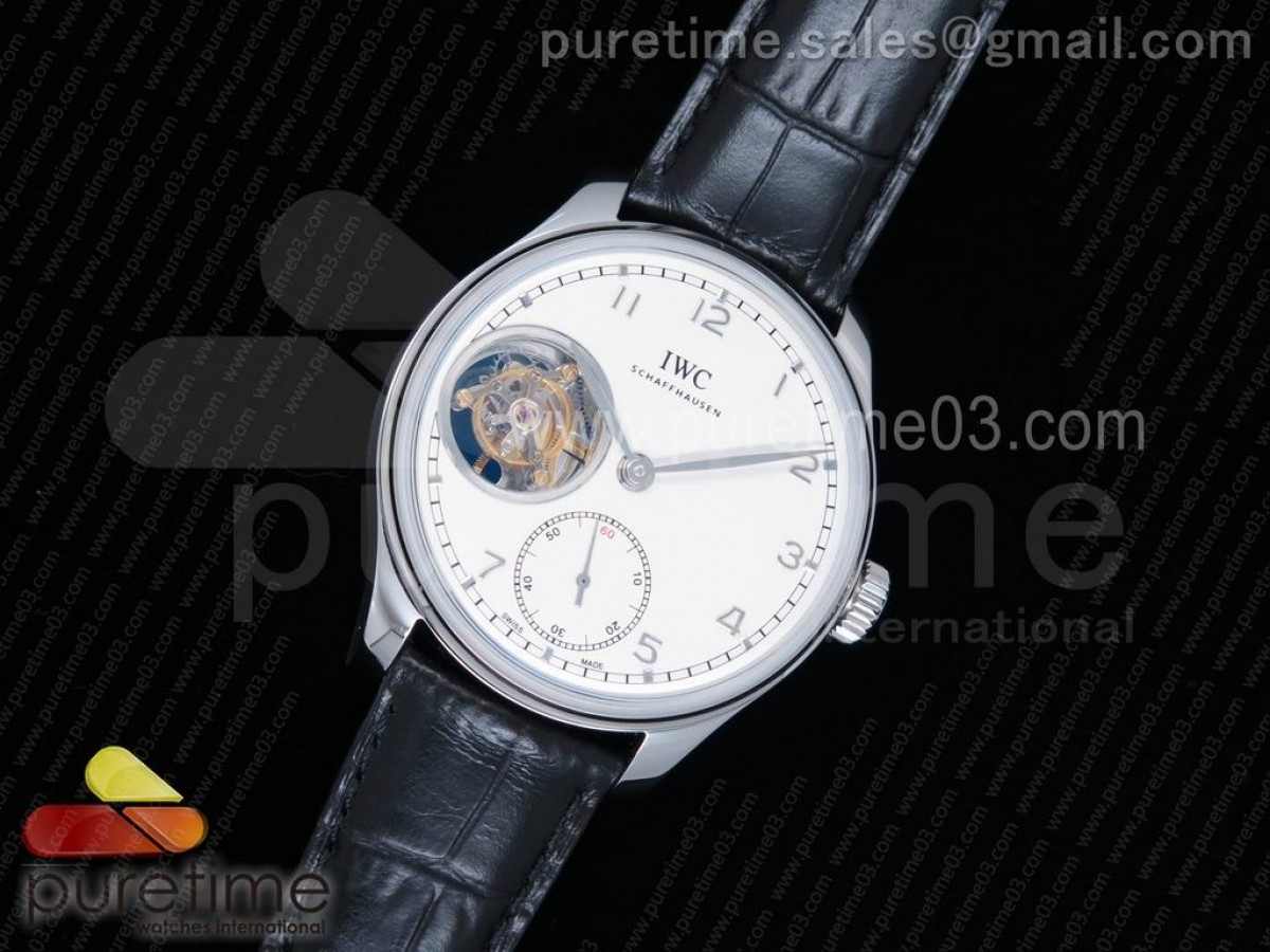 YL공장 IWC 포르투기저 5463 뚜르비옹 화이트다이얼 / 가죽 Portuguese Tourbillon IW5463 SS YLF Best Edition White Dial Silver Markers on Black Leather Strap