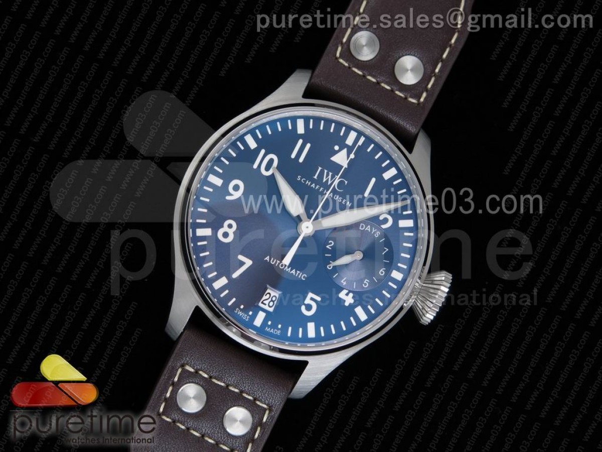 YL공장 IWC 빅파일럿 5009 블루다이얼 화이트핸즈 / 가죽 Big Pilot Real PR IW5009 SS YLF Blue Dial White Hand on Brown Leather Strap A51111