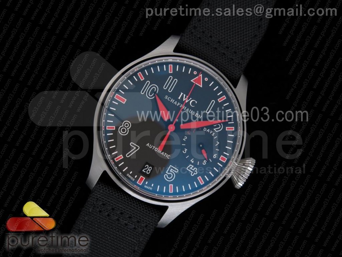 YL공장 IWC 빅파일럿 5009 블랙레드다이얼 / 가죽 Big Pilot Real PR IW5009 SS YLF Black/Red Dial on Black Leather Strap A51111
