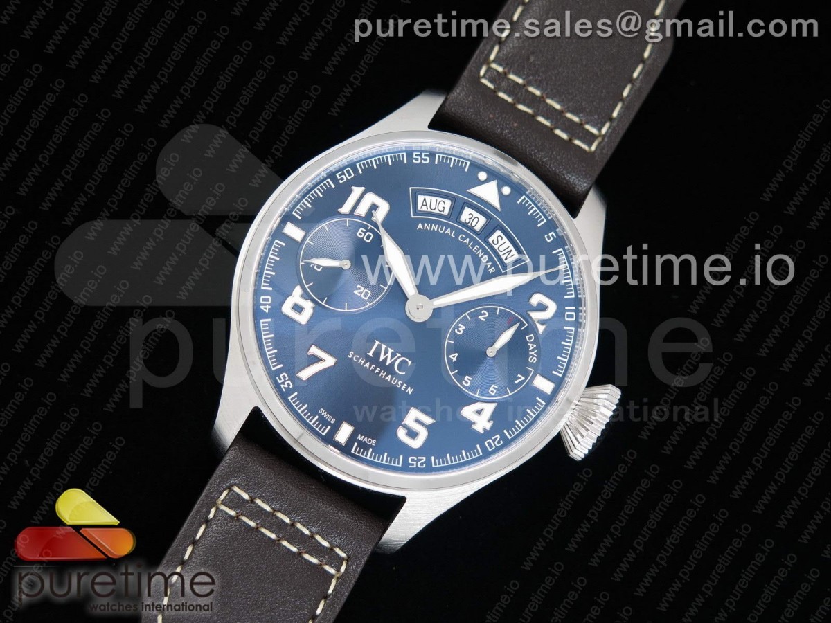 YL공장 IWC 파일럿 502703 블루다이얼 / 가죽 Big Pilot Real Annual Calendar Real PR SS IW502703 YLF 1:1 Best Edition Blue Dial on Brown Leather Strap A52850