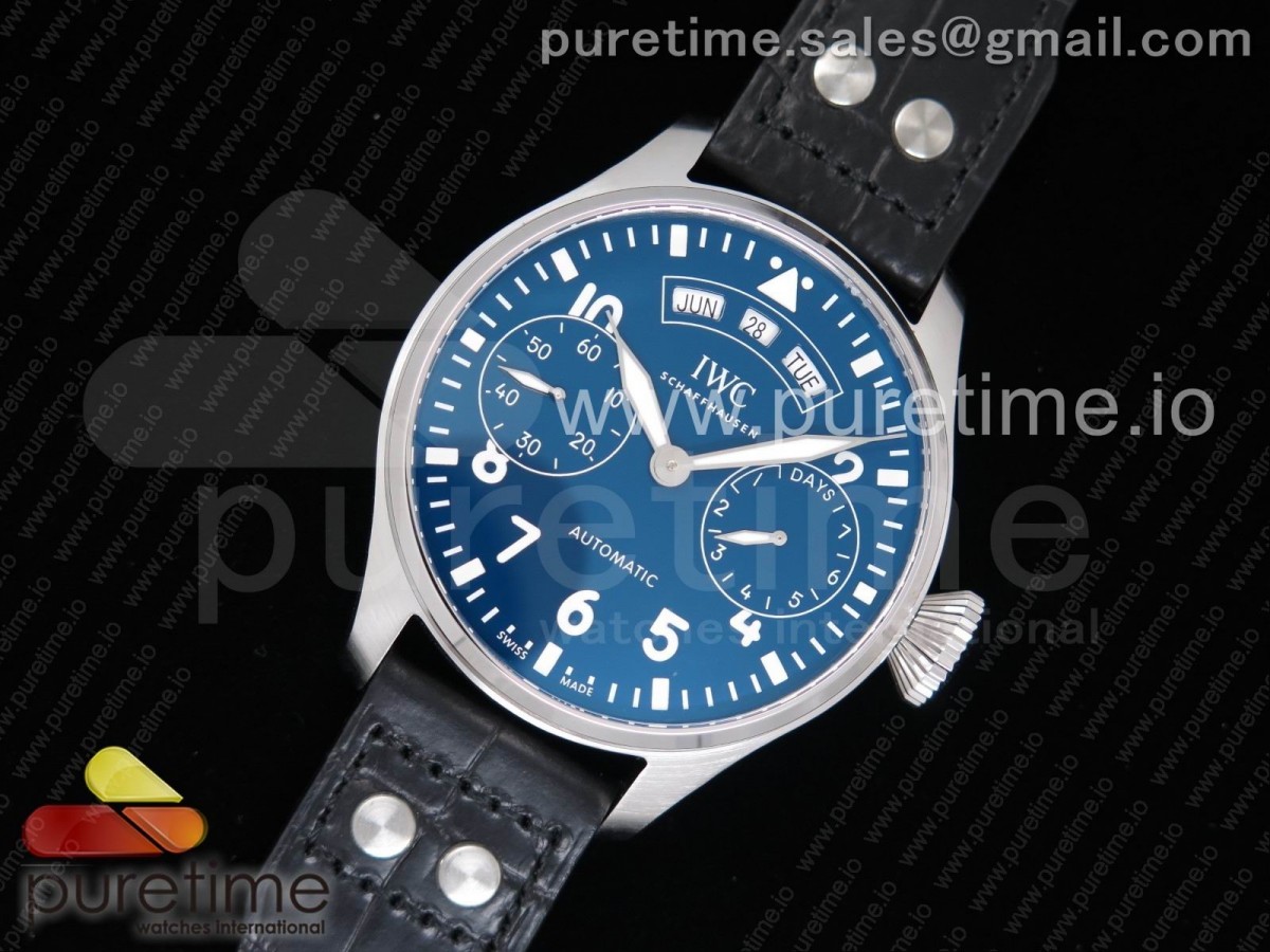 YL공장 IWC 파일럿 502708 150주년 블루다이얼 / 가죽 Big Pilot Annual Calendar “150 Years” Real PR SS IW502708 YLF Best Edition Blue Dial on Black Leather Strap A52850