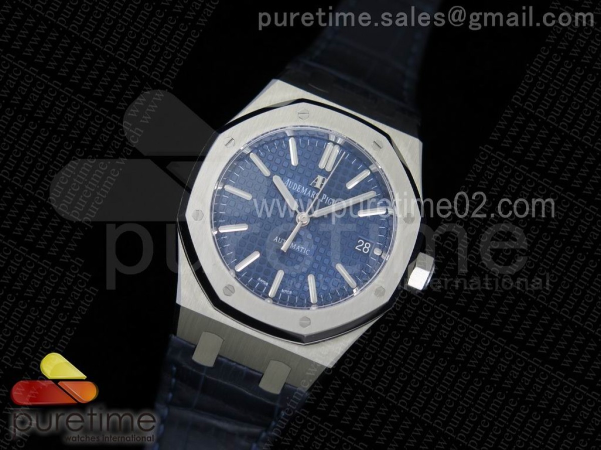 JF공장 오데마피게 로얄오크 37MM 블루다이얼 / 가죽 Royal Oak 37mm 15450 SS JF 1:1 Best Edition Blue Dial on Black Leather Strap A3120
