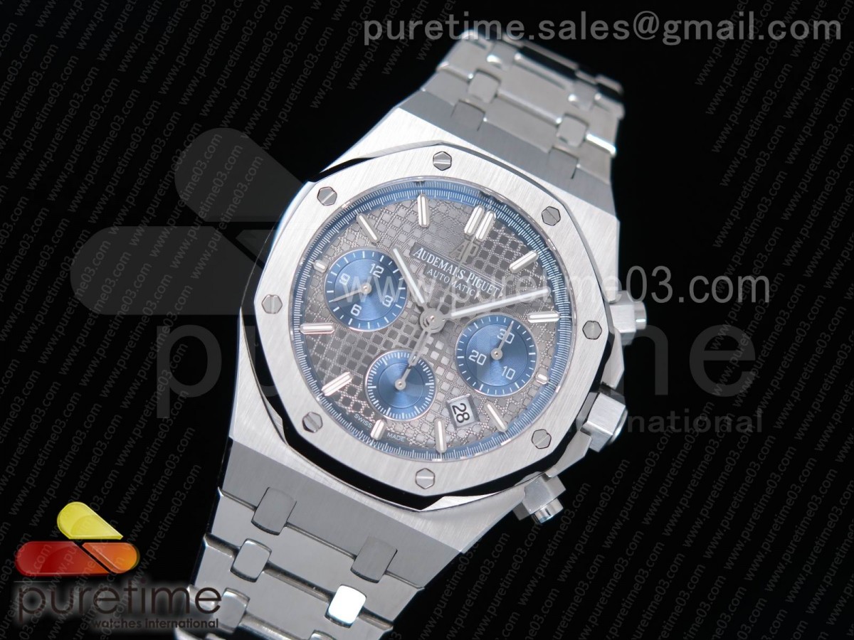 JH공장 오데마피게 로얄오크 크로노그래프 그레이/블루 다이얼 / 브슬 Royal Oak Chronograph SS JHF Best Edition Gray/Blue Dial on SS Bracelet A7750