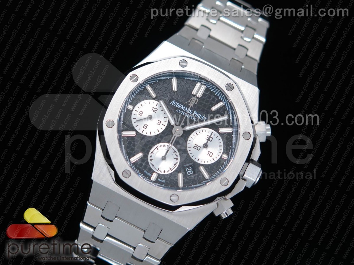 JH공장 오데마피게 로얄오크 크로노그래프 블랙/화이트 다이얼 / 브슬 Royal Oak Chronograph SS JHF Best Edition Black/White Dial on SS Bracelet A7750