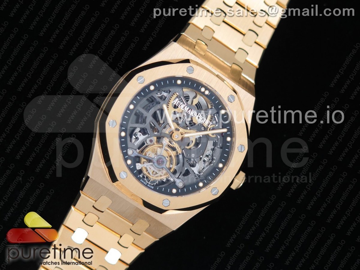 오데마피게 로얄오크 뚜르비옹 스켈레톤다이얼 옐로우골드 / 브슬 Royal Oak Tourbillon Extra-Thin Openworked YG Skeleton Dial on YG Bracelet V2