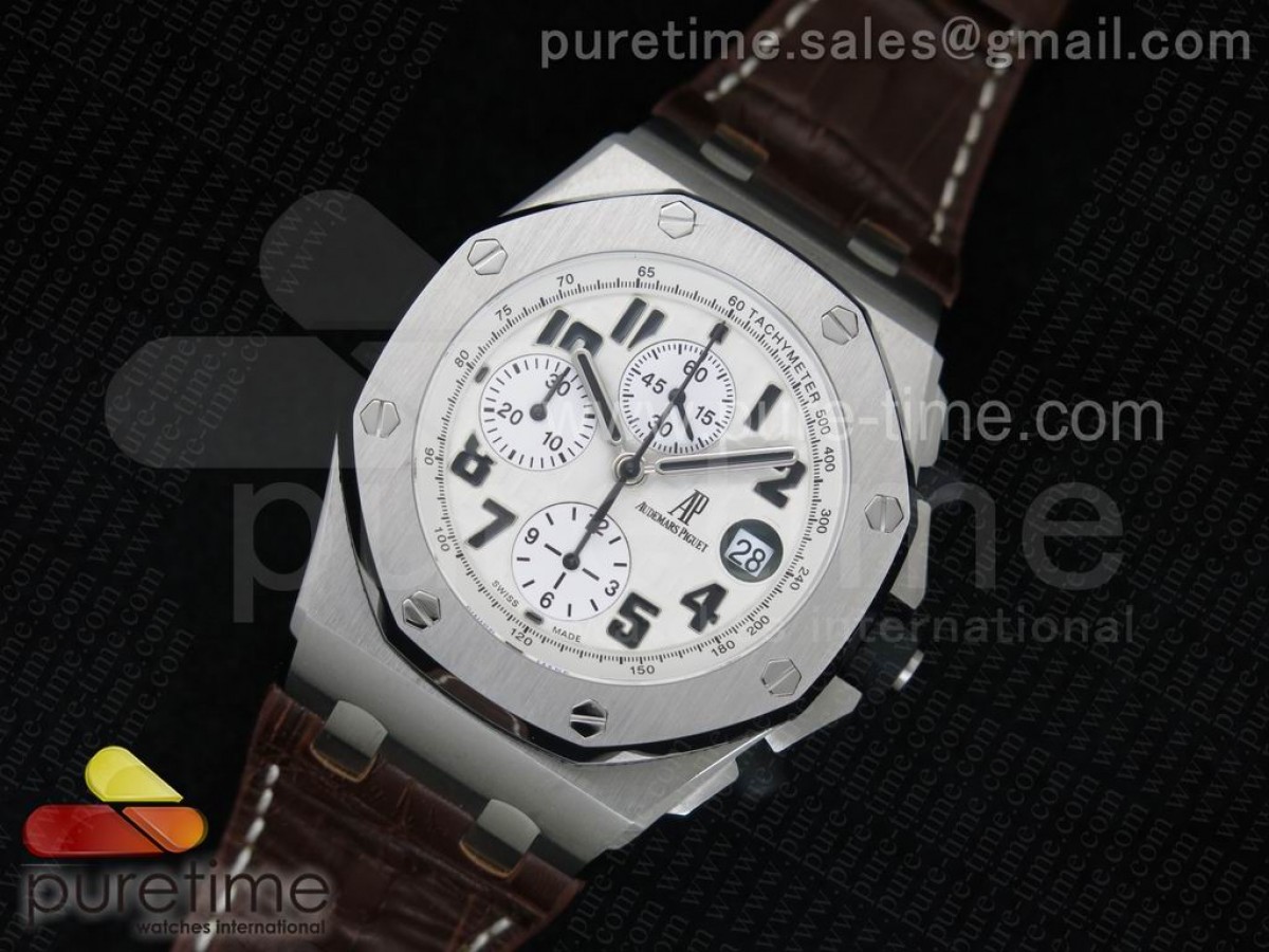 JF공장 오데마피게 로얄오크 오프쇼어 사파리 화이트다이얼 / 가죽 Royal Oak Offshore Safari JF Best Edition White Dial on Brown Leather Strap A7750