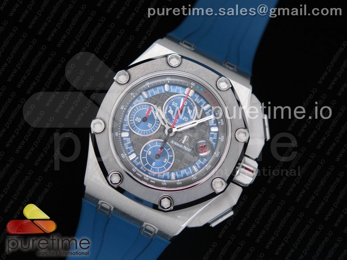 JF공장 오데마피게 로얄오크 오프쇼어 44MM 미하엘슈마허 블루다이얼 / 러버밴드 Royal Oak Offshore 44mm SS Michael Schumacher Blue Dial 1:1 JF Best Edition A3126 (FREE XS Strap) V2 w/ Cyclops