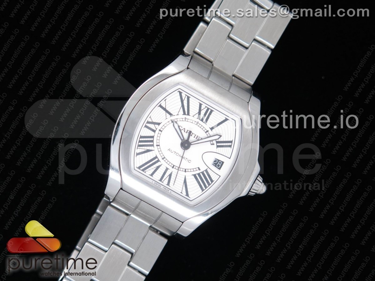 까르띠에 로드스터 화이트 텍스트 다이얼 / 브슬 Roadster SS 1:1 Best Edition White Textured Dial on SS Bracelet A2824