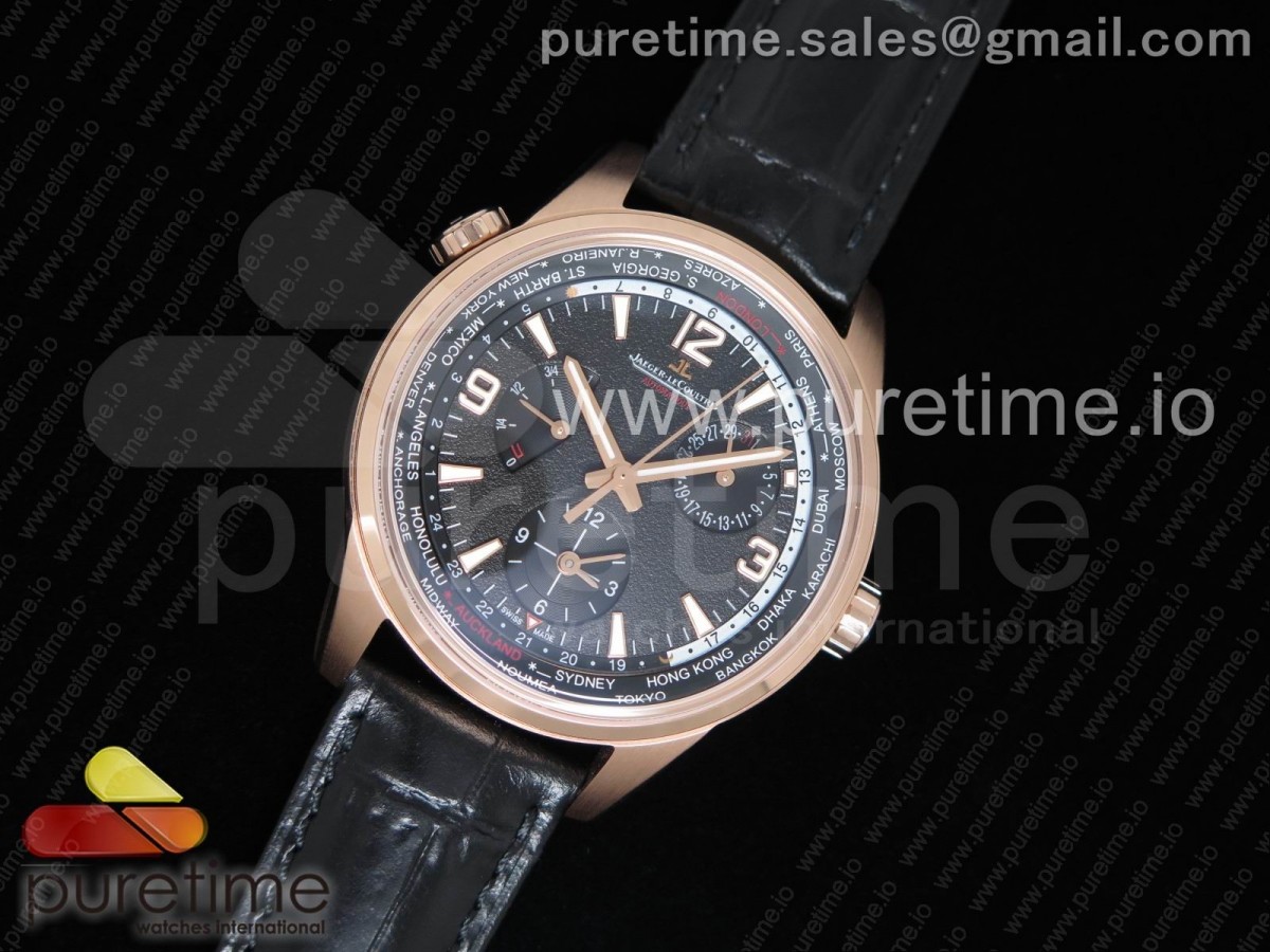 TW공장 예거르클트르 폴라리스 지오그래픽 로즈골드 블랙다이얼 / 가죽 Polaris Geographic WT RG Black Textured Dial on Black Leather Strap A936