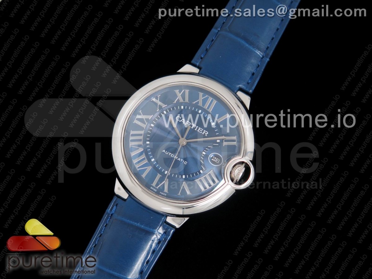 AF공장 까르띠에 발롱블루 블루텍스트 다이얼 / 악어스트랩 Ballon Bleu 42mm SS AF 1:1 Best Edition Blue Texture Dial on Blue Crocodile Strap A2892
