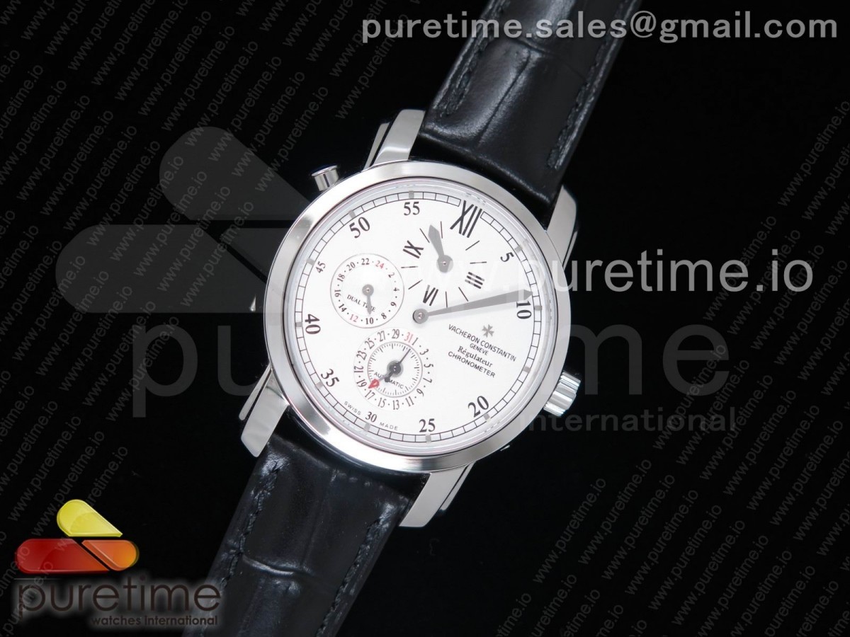 K11공장 바쉐론콘스탄틴 말테 듀얼 타임 레귤레이터 / 가죽 Malte Dual Time Regulator SS K11 Maker White Dial on Black Leather Strap A23J