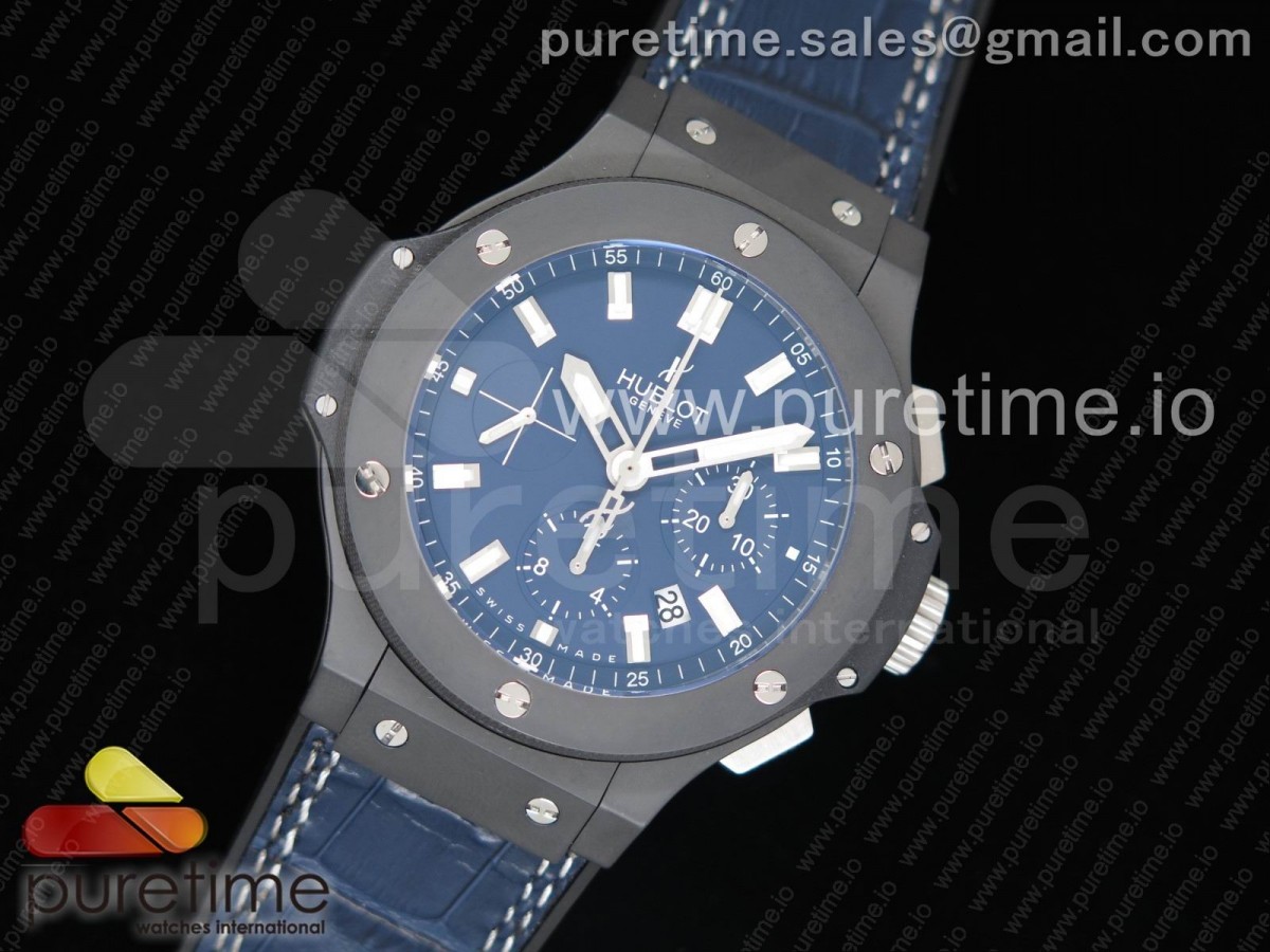 V6공장 위블로 빅뱅 44MM 세라믹 블루다이얼 Big Bang 44mm Real Ceramic V6F 1:1 Best Edition Blue Dial on Blue Gummy Strap HUB4104