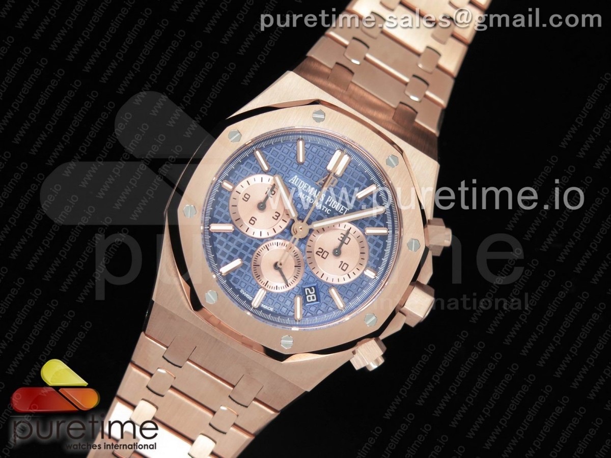 OM공장 오데마피게 로얄오크 크로노 / 브슬 Royal Oak Chrono 26331ST RG OMF 1:1 Best Edition Blue/Gold Dial on SS Bracelet A7750