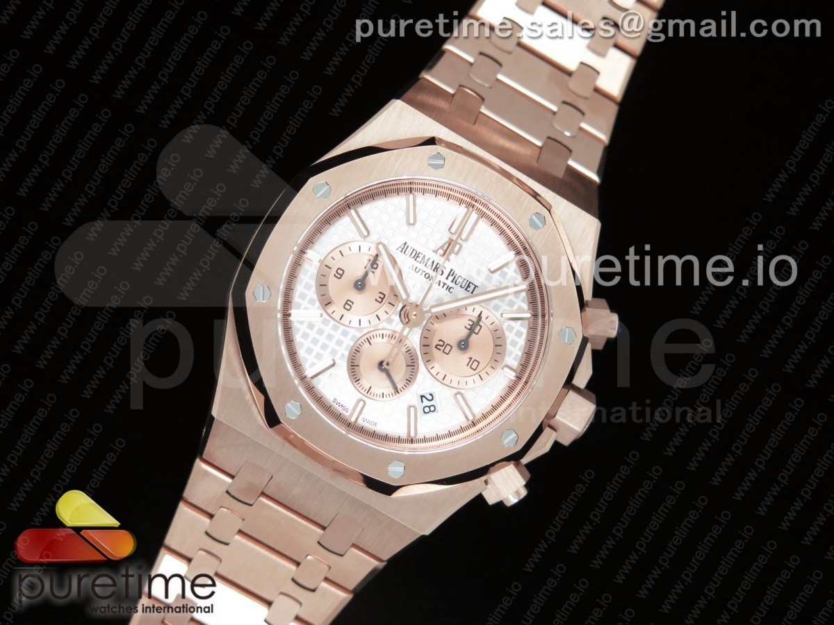 OM공장 오데마피게 로얄오크 크로노 / 브슬 Royal Oak Chrono 26331ST RG OMF 1:1 Best Edition White/Gold Dial on SS Bracelet A7750