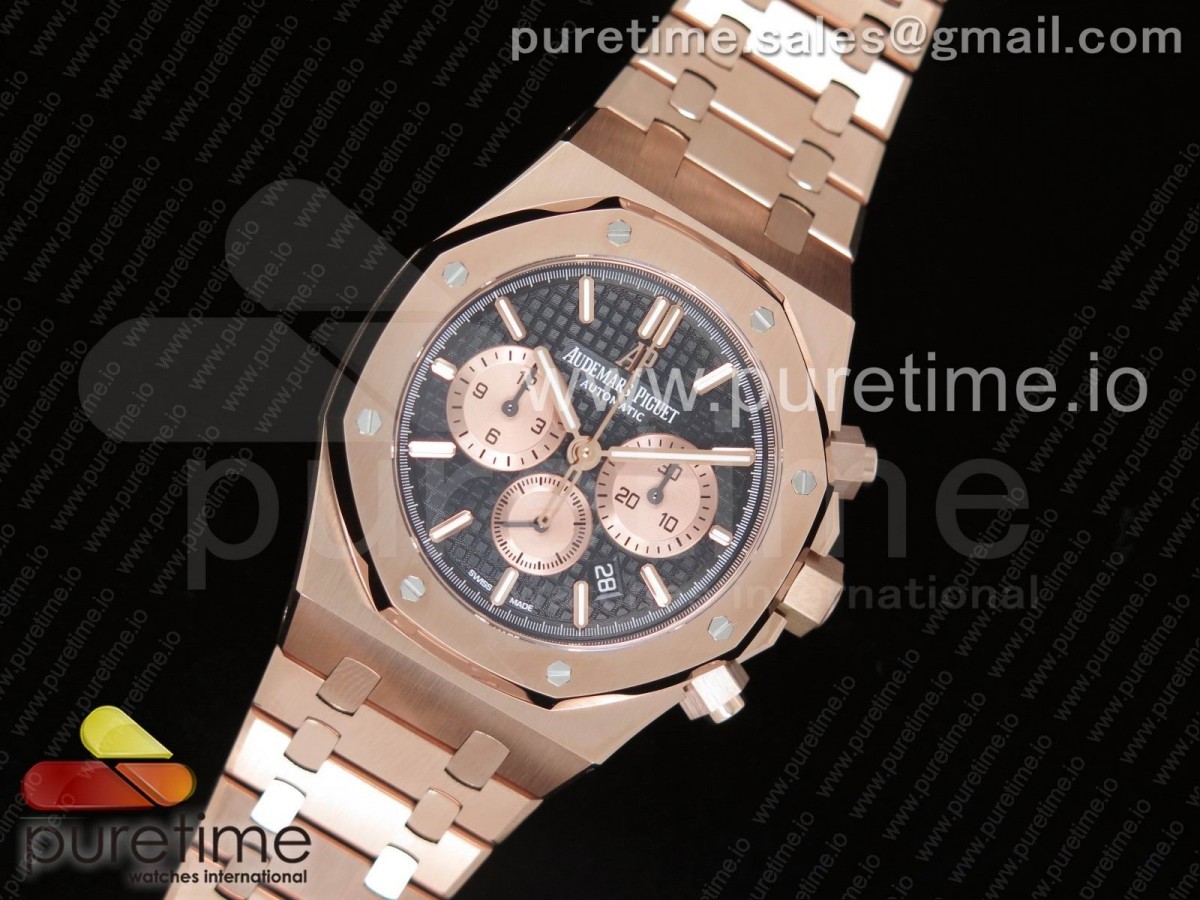 OM공장 오데마피게 로얄오크 크로노 / 브슬 Royal Oak Chrono 26331ST RG OMF 1:1 Best Edition Black/Gold Dial on SS Bracelet A7750
