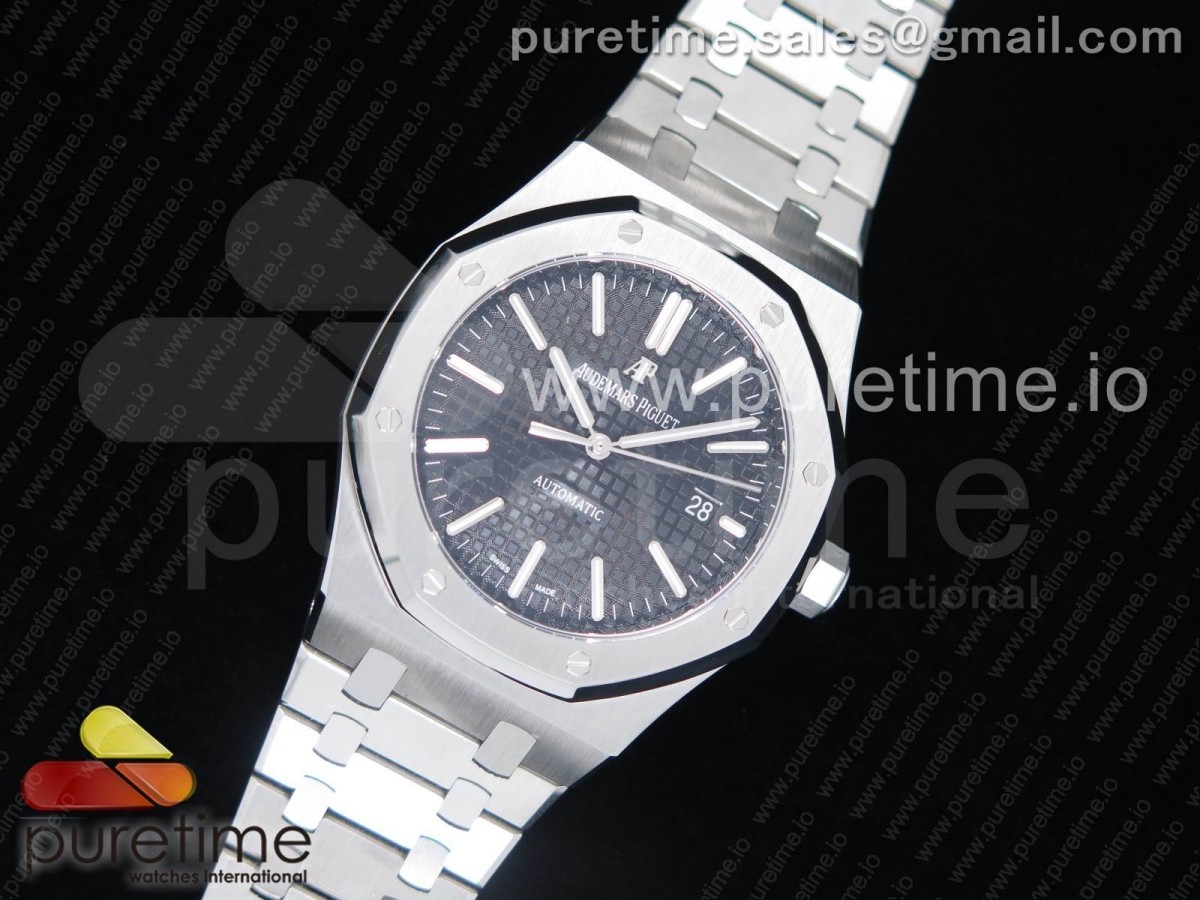 OM공장 오데마피게 로얄오크 41MM 15400 Royal Oak 41mm 15400 SS OMF 1:1 Best Edition Black Textured Dial on SS Bracelet A3120
