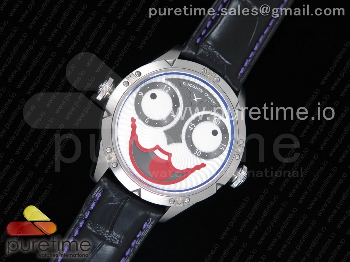 러시아 콘스탄틴 체이킨 조커 스틸 조커다이얼 블루이너베젤 가죽스트랩 Konstantin Chaykin Joker SS Joker Dial Red Inner Bezel on Black Leather Strap NH35A