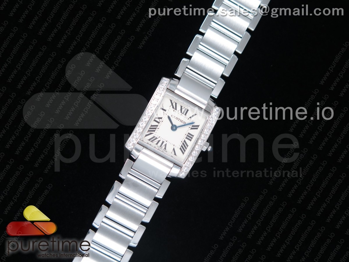 K11공장 까르띠에 탱크프랑세즈 레이디 쿼츠 Tank Francaise Ladies 20.3mm SS K11F Best Edition White Dial Diamonds Bezel on SS Bracelet Ronda Quartz