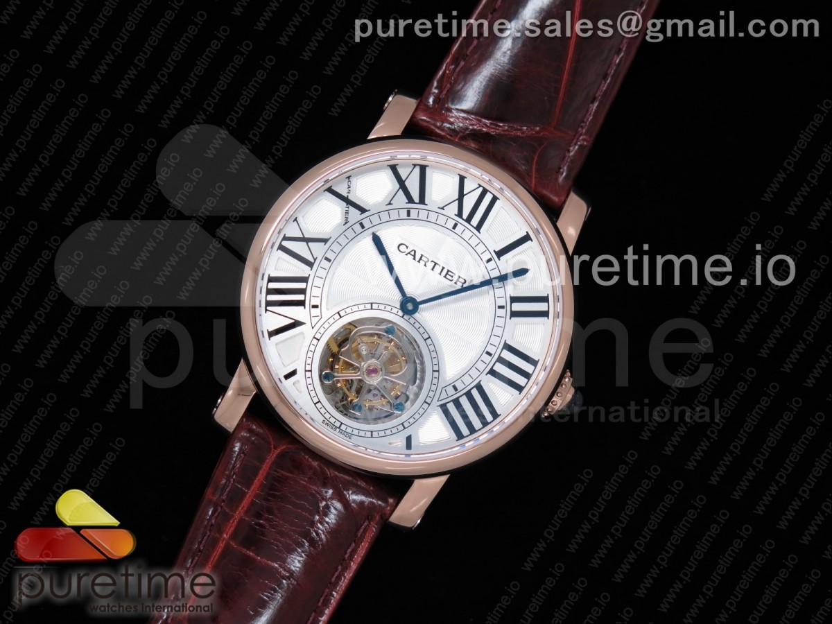 BL공장 까르띠에 로통드 투어빌론 Rotonde Flying Tourbillon RG BLF Best Edition White Dial on Brown Leather Strap V2