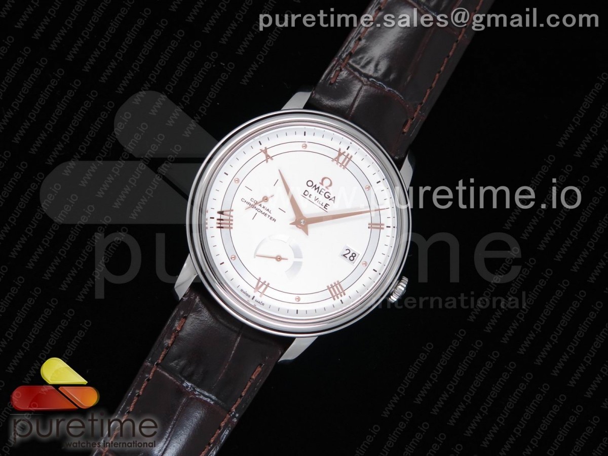 TW공장 오메가 드빌 프레스티지 파워리저브 실버 다이얼 실버 / 가죽  De Ville Prestige Real Power Reserve SS TW 11 Best Edition Silver Dial Silver Markers on Black Leather Strap A2824