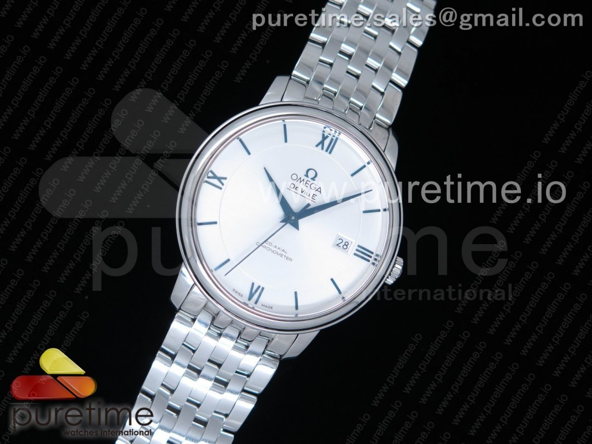 MK공장 V4 오메가 드빌 화이트 다이얼 블루 / 브슬  De Ville SS MKF 11 Best Edition White Dial Blue Markers on SS Bracelet MIYOTA 9015 V4