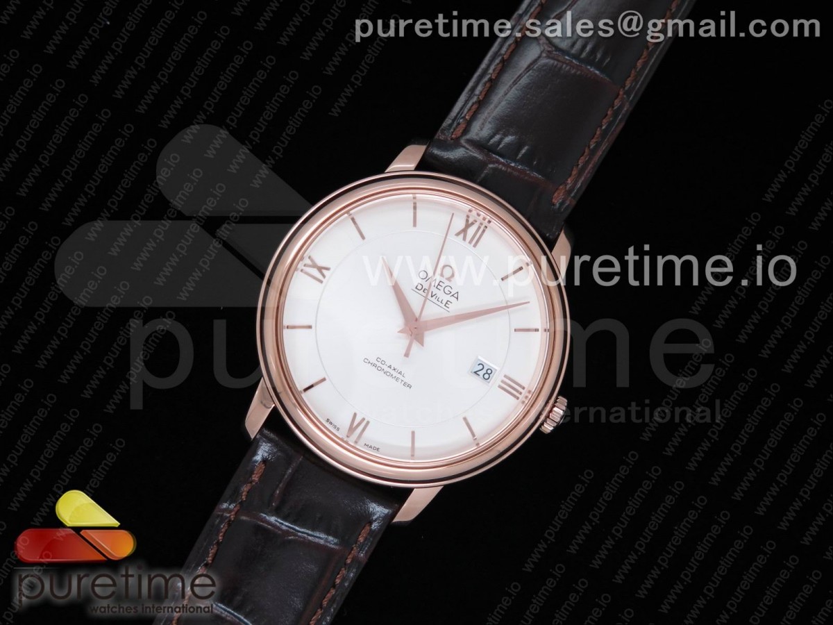 MK공장 V4 오메가 드빌 실버 다이얼 로즈 골드 / 가죽  De Ville RG MKF 11 Best Edition Silver Dial RG Markers on Brown Leather Strap MIYOTA 9015 V4