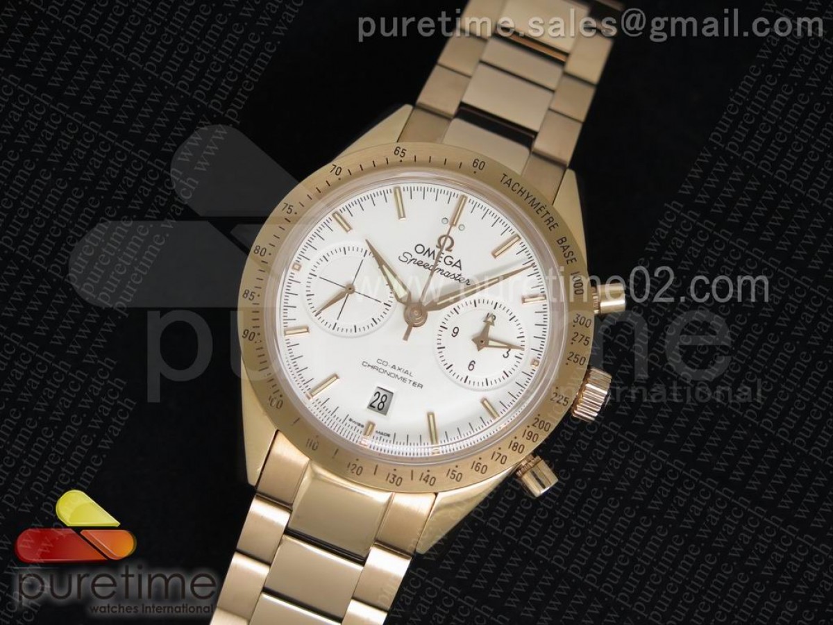OM공장 오메가 스피드마스터 화이트다이얼 로즈골드 / 브슬  Speedmaster '57 RG White Dial on RG Bracelet A9301 (Black Balance Wheel)