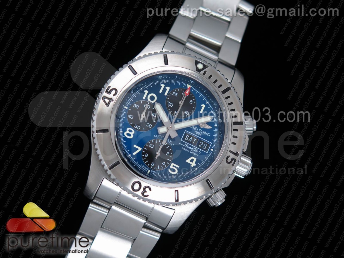 브라이틀링 슈퍼오션 스틸피쉬 블루블랙다이얼 / 브슬  SuperOcean SteelFish Chronograph SS BlueBlack Dial on SS Bracelet A7750