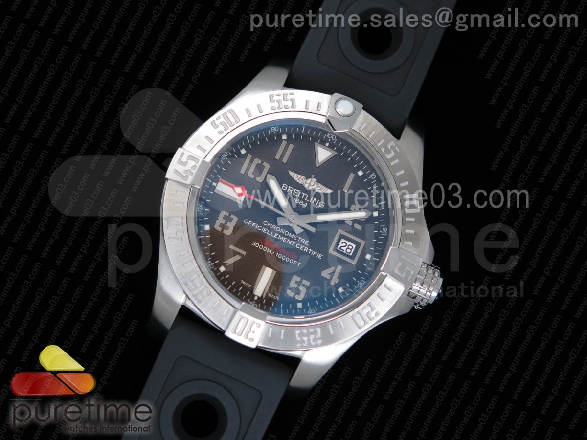 GF공장 브라이틀링 어벤져 2 씨울프 그레이다이얼 / 블랙러버 스트랩  Avenger II Seawolf SS GF 11 Best Edition Gray Dial on Black Rubber Strap A2824