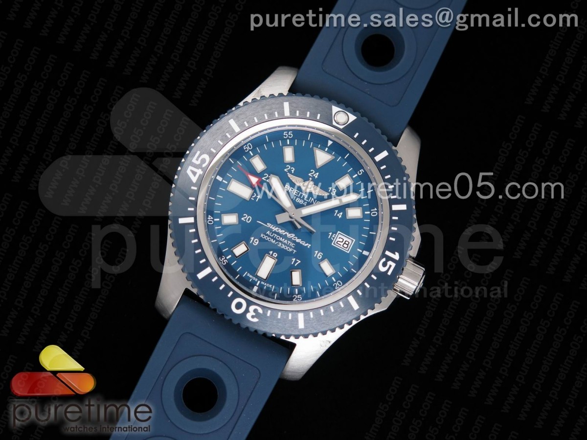 GF공장 브라이틀링 슈퍼오션 44mm 블루다이얼 / 러버 스트랩  Superocean 44mm Special GF 1:1 Best Edition Blue Dial on Blue Rubber Strap A2824
