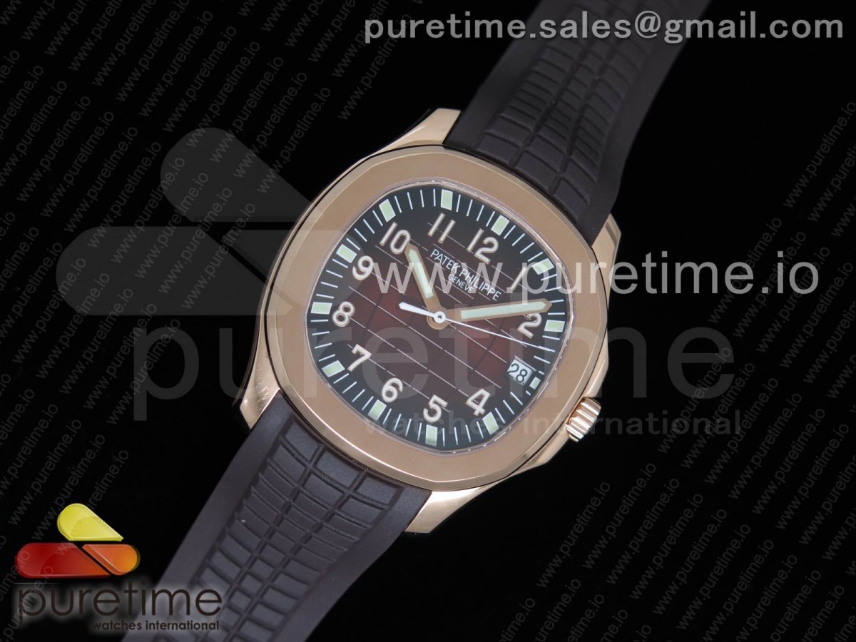 PF공장 파텍필립 아쿠아넛 브라운 텍스처드 다이얼 Aquanaut 5167 RG PF 1:1 Best Edition Brown Textured Dial on Brown Rubber Strap A324 Clone