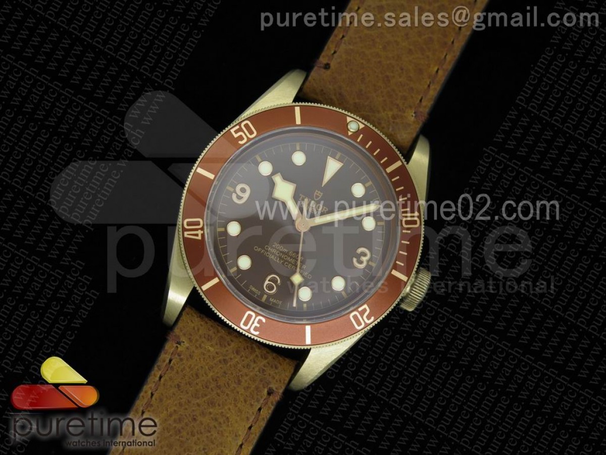 ZF공장 헤리티지 블랙 베이 브론즈 브라운 가죽 스트랩 Heritage Black Bay Bronze ZF 1:1 Best Edition on Aged Brown Leather Strap A2824 (Free Nato Strap)