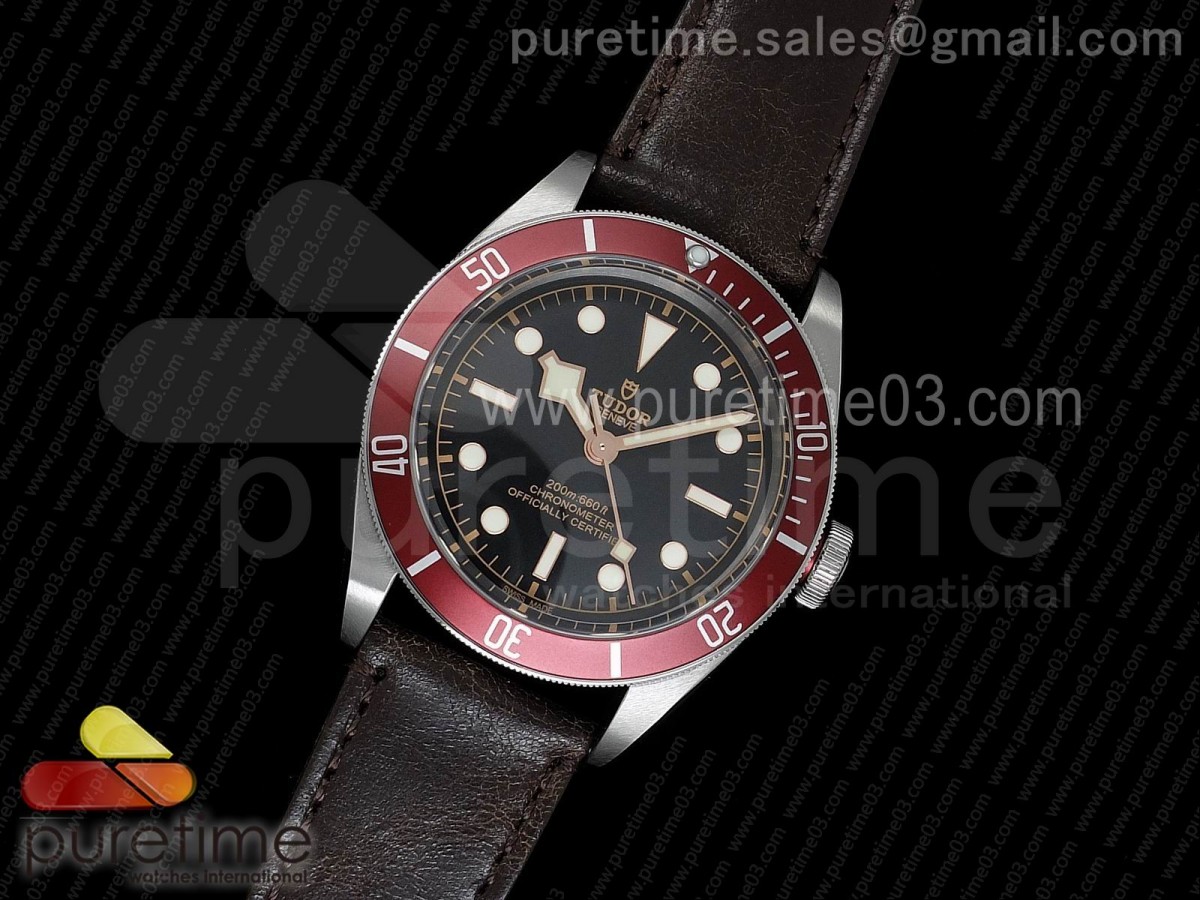 ZF공장 튜더 헤리티지 블랙 베이 쉴드 브라운 레더 스트랩(레드) Heritage 2016 Black Bay Shield ZF 1:1 Best Edition on Brown Leather Strap A2824 (Red)