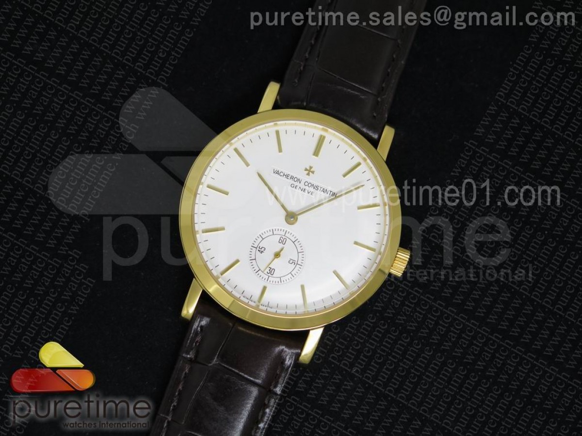 바쉐론콘스탄틴 트레이디셔널 옐로우골드 화이트 다이얼 스타일 1 브라운 레더 스트랩 Traditionnelle YG White Dial Style 1 on Brown Leather Strap A4400