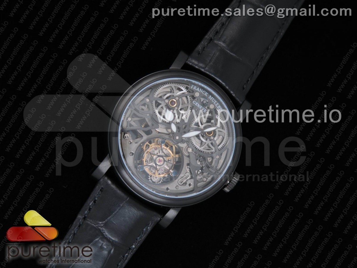 프랭크뮬러 기가 뚜르비옹 스켈레톤 다이얼 Giga Tourbillon PVD Skeleton Dial on Black Leather Strap