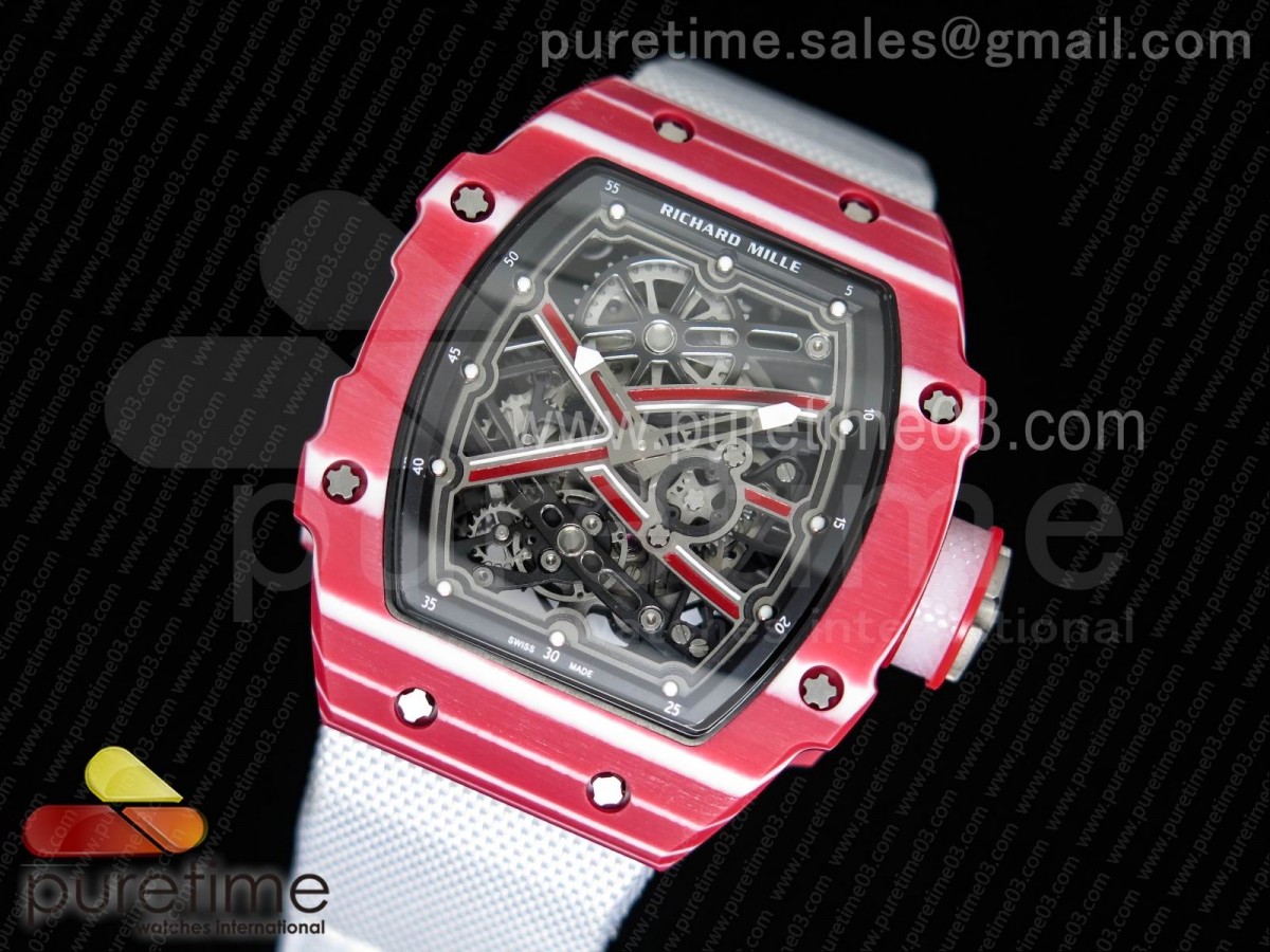 리차드밀 RM6702 하이 점프 스켈레톤 다이얼 화이트 나일론 스트랩 RM 67-02 High Jump Skeleton Dial on White Nylon Strap 6T51