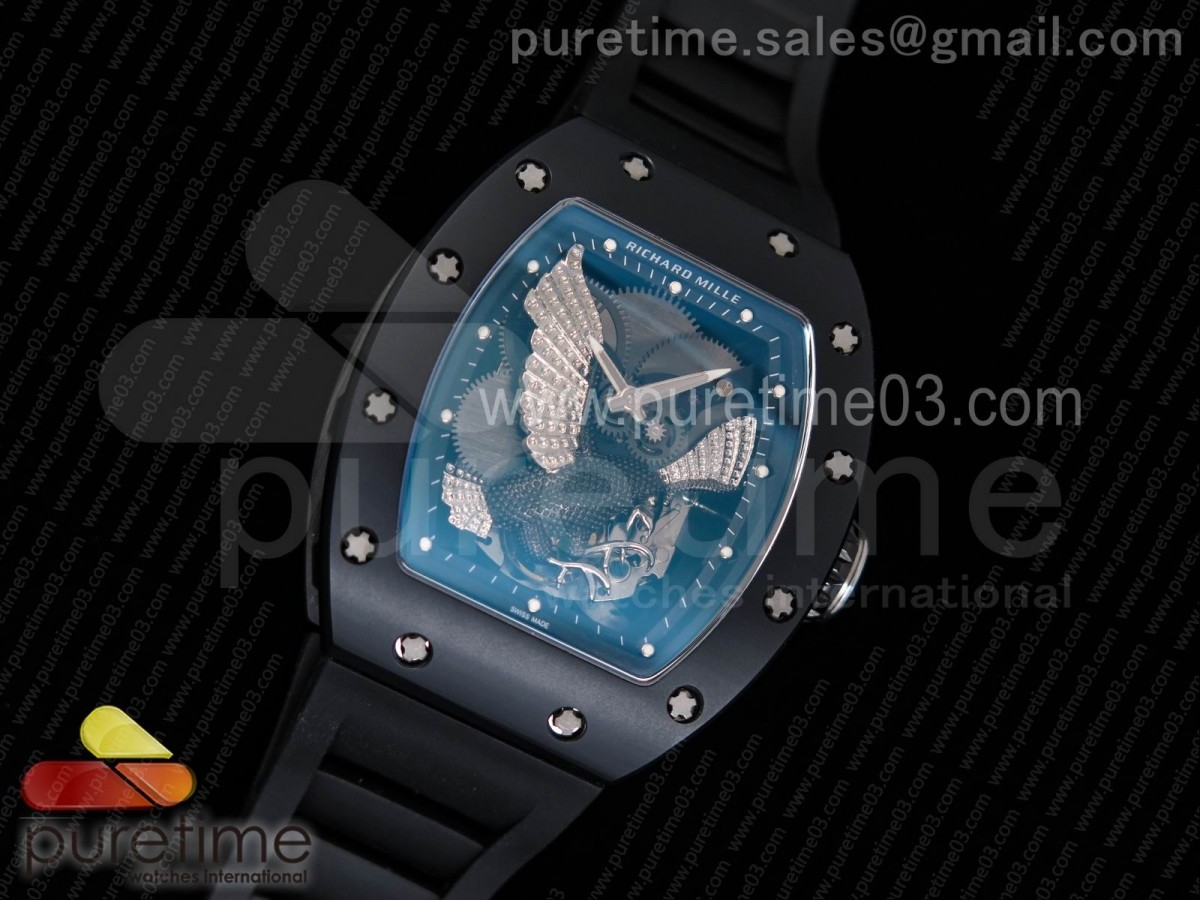 KV공장 리차드밀 RM023 세라믹 스켈레톤 다이얼 크라운 블랙 러버 스트랩 RM023 Ceramic Case KVF Best Edition Eagle Skeleton Dial SS Crown on Black Rubber Strap MIYOTA8215