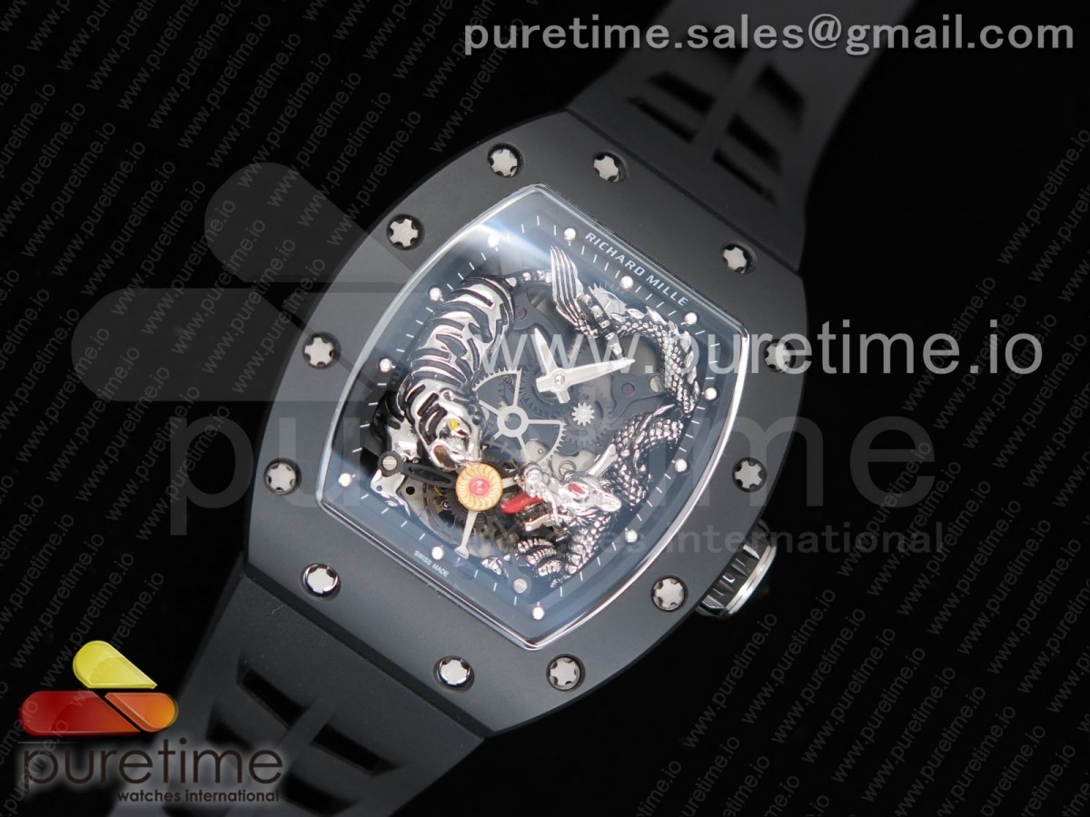 KV공장 리차드밀 RM51-01 블랙 세라믹 타이거&드래곤 블랙 러버 스트랩 RM 51-01 Black Ceramic Tiger & Dragon KVF Best Edition on Black Rubber Strap MIYOTA8215