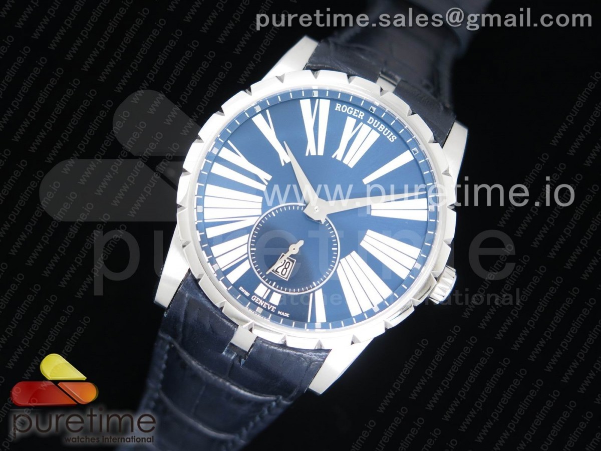 RD공장 로져드뷔 엑스칼리버 42MM Dbex0535  Excalibur 42mm Dbex0535 SS RDF 1:1 Best Edition Blue Dial on Blue Leather Strap A830