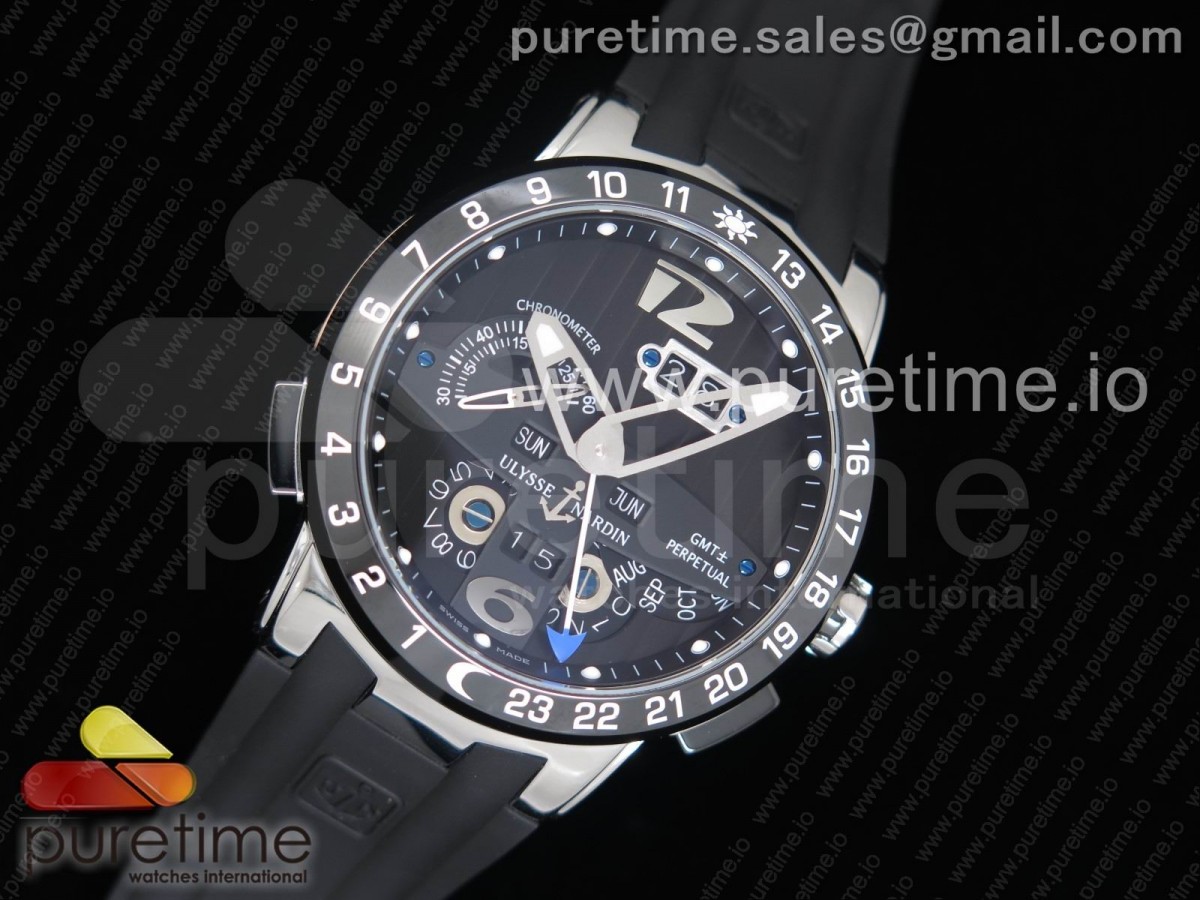 TW공장 율리스나르딘 이그제큐티브 엘 토로 블랙 다이얼 블랙 러버 스트랩Executive El Toro SS TWA 1:1 Best Edition Black Dial on Black Rubber Strap Asian UN-32