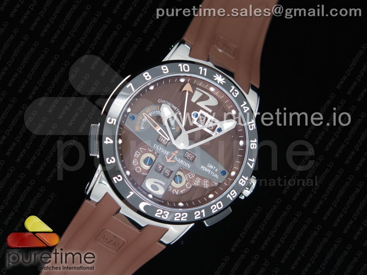 TW공장 율리스나르딘 이그제큐티브 엘 토로 브라운 다이얼 브라운 러버 스트랩Executive El Toro SS TWA 1:1 Best Edition Brown Dial on Brown Rubber Strap Asian UN-32