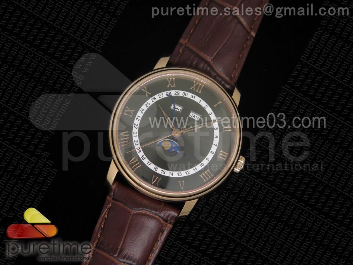 블랑팡 빌레라 6654 컴플리케이티드 로즈골드 그레이 다이얼 브라운 레더 스트랩 Villeret 6654 Complicated RG Gray Dial on Brown Leather Strap A6654