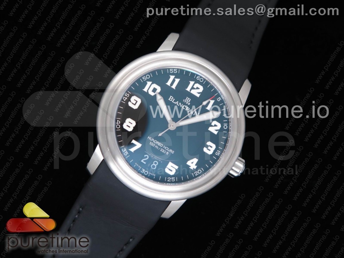 블랑팡 레만 빅 데이트 블랙 다이얼 LEMAN Big Date SS 1:1 Best Edition Black Dial on Black Leather Strap A6950