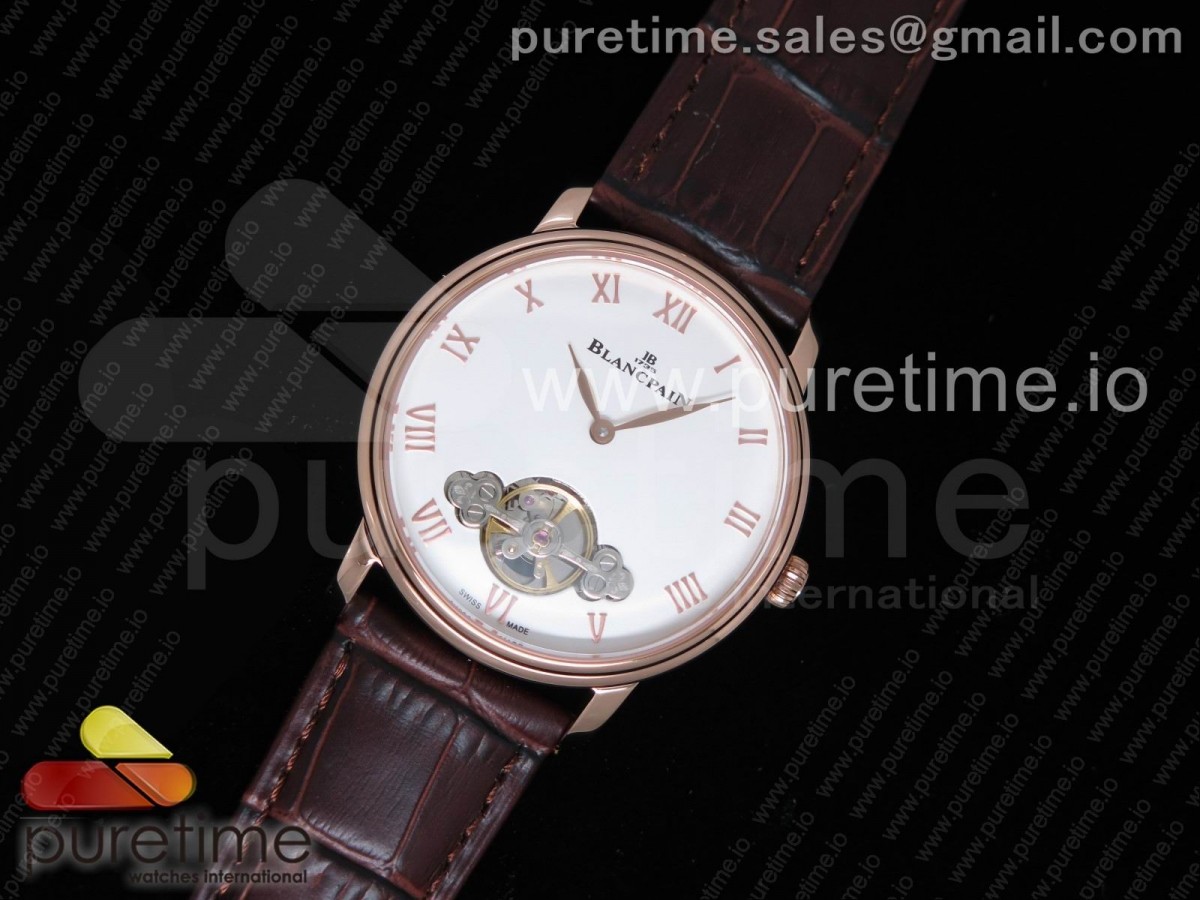 블랑팡 르 브래서스 로즈골드 화이트 다이얼 브라운 레더 스트랩 Le Brassus Carrousel Erotic Timepiece RG White Dial on Brown Leather Strap A23J