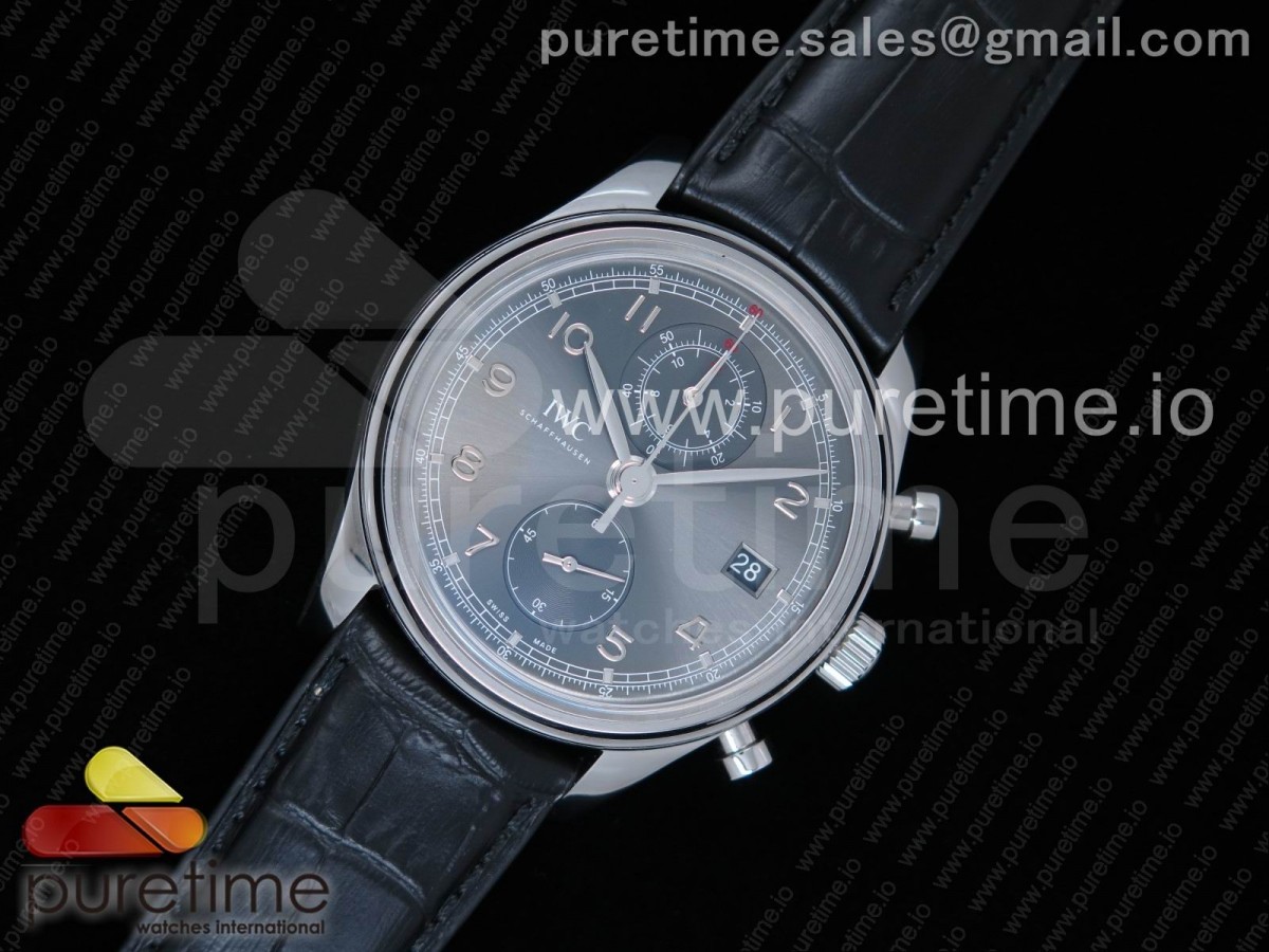 ZF공장 IWC 다빈치 크로노 그레이 다이얼 Da Vinci Chrono SS ZF 1:1 Best Edition Gray Dial SS on Black Leather Strap A7750