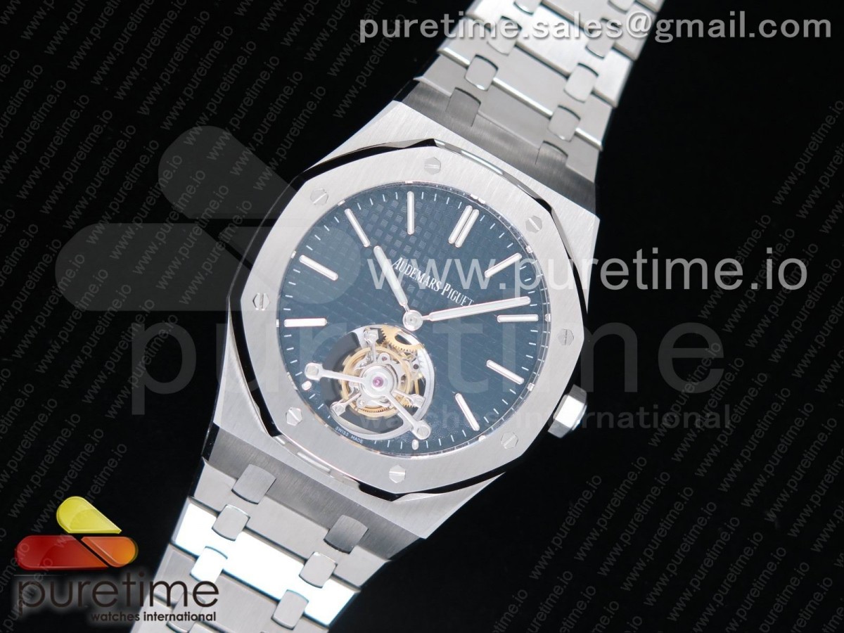 JF공장 오데마피게 로얄오크 뚜르비옹 씬 엑스트라 블루 텍스처드 다이얼  Royal Oak Tourbillon Extra-thin SS JF 1:1 Best Edition Blue Textured Dial on SS Bracelet