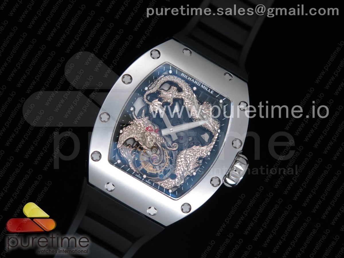 리차드밀 RM057 뚜르비옹 드래곤 다이얼 RM057 Tourbillon SS Dragon Dial on Black Rubber Strap
