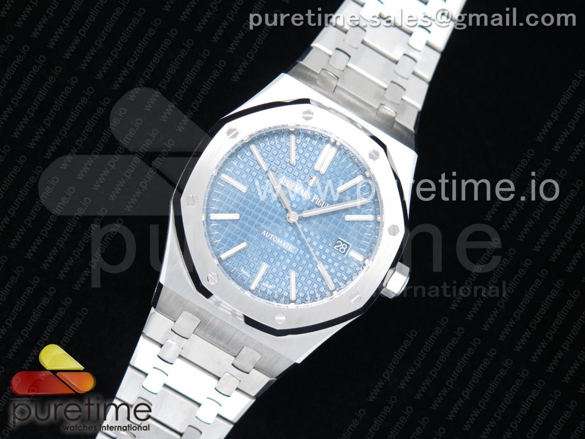 JF오데마피게 로얄오크 15400 41MM V5 Royal Oak 41mm 15400 SS JF 1:1 Best Edition Blue Textured Dial on SS Bracelet A3120 V5