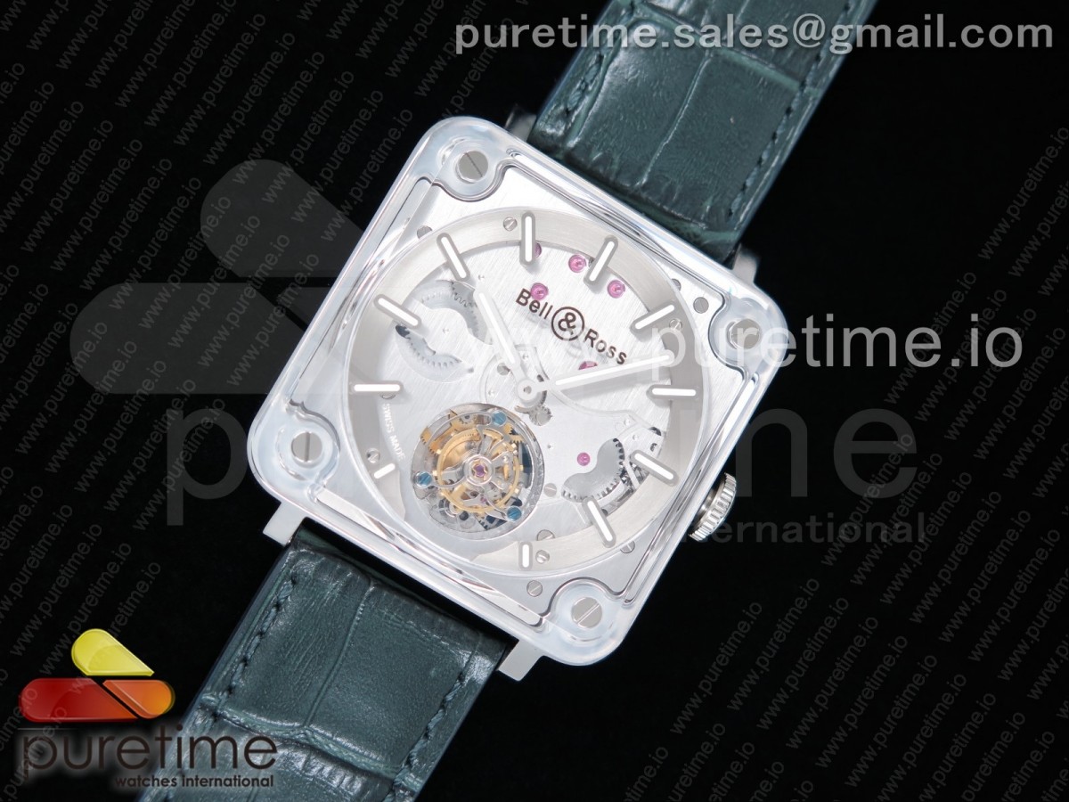 BBR공장 벨앤로스 BR-X2 사파이어 투어빌론 스틸다이얼 가죽스트랩 BR-X2 Sapphire Tourbillon BBR Best Edition Steel Dial on Gray Leather Strap V2